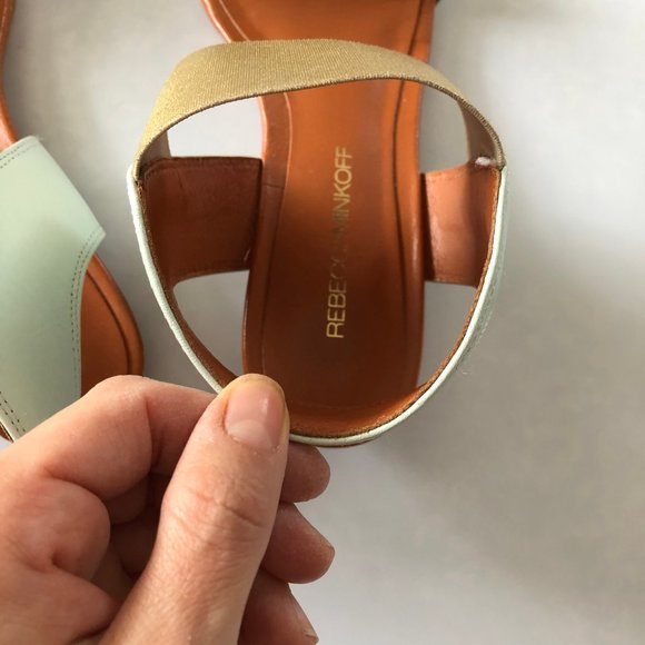 Rebecca Minkoff Mint Green and Gold Bazzle Sandal - Picture 2 of 7